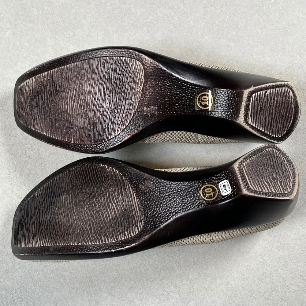 Charleston Shoe‎ Co. Cape Low Pumps Women 10 Taupe Woven Knit Square Toe Comfort